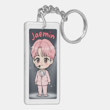 Acrylen sleutelhanger Jaemin Roze Haar Editie