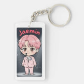 Acrylen sleutelhanger Jaemin Roze Haar Editie (achterkant)