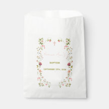 Acrylfabriek Roze Bloem Doop Favor Tas met Kruis
