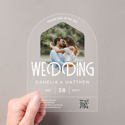 ACRYLFOTO BRUILOFT Nodig Moderne QR Code RSVP Acryl Uitnodigingen (Insitu (Draagbaar))