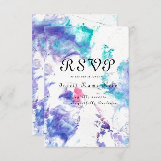 Acrylgiet, marmeren ontwerp, RSVP-kaart - Kaart (Voorkant / Achterkant)