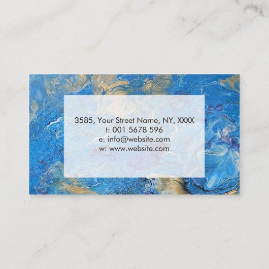 Acrylgietvormen abstracte blauwdrukken en goud visitekaartje (Achterkant)