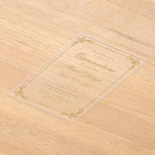 Acrylgoud quinceañera Uitnodiging (Laagn)
