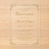 Acrylgoud quinceañera Uitnodiging (Voorkant)