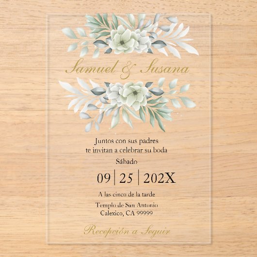 Acrylgroen bruiloft acryl uitnodigingen (Voorkant)