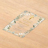 Acrylgroen witte bloem doopsel Spaans Acryl Uitnodigingen (Laagn)