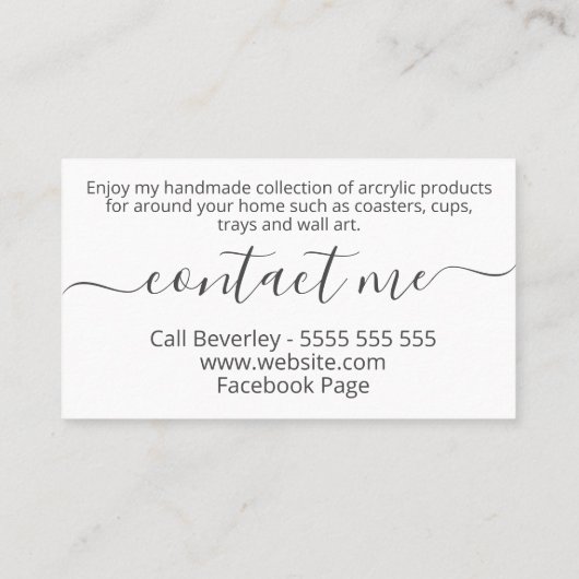 Acrylhars Artist handgemaakt Home Decor Visitekaartje (Achterkant)