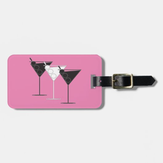 Acrylhoudend Bagagelabel - 3 Cocktails op roze (Voorkant horizontaal)