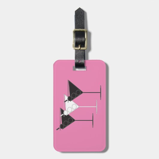 Acrylhoudend Bagagelabel - 3 Cocktails op roze (Voorkant verticaal)