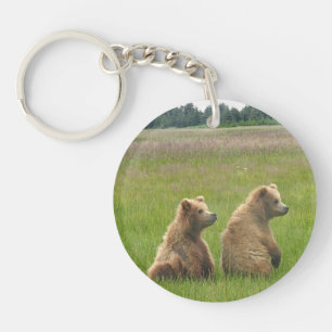 Acrylhoudende Sleutelhanger met grizzly beer cubs