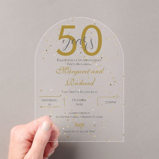 Acrylic 50th anniversary invitation acryl uitnodigingen (Insitu (Draagbaar))