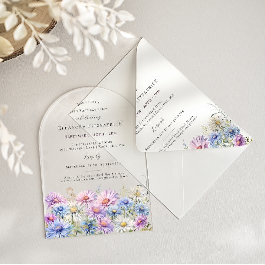 ACRYLIC ARCH 75 Birthday September Birth Flower  Acryl Uitnodigingen