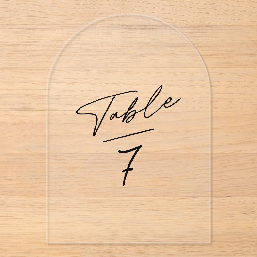 Acrylic Arch Simple Minimalist Table Number Acryl Uitnodigingen (Voorkant)