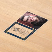 ACRYLIC BAR MITZVAH Foto Blauw Goud Elegant Modern Acryl Uitnodigingen (Laagn)