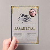ACRYLIC BAR MITZVAH Foto Modern Marine Goud Klasse Acryl Uitnodigingen (Insitu (Draagbaar))