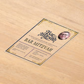 ACRYLIC BAR MITZVAH Foto Modern Marine Goud Klasse Acryl Uitnodigingen (Laagn)