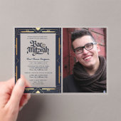 ACRYLIC BAT MITSVA Foto Navy Goud Elegant Acryl Uitnodigingen (Insitu (Draagbaar))