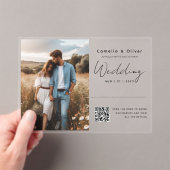 ACRYLIC Bewaar De Datum FOTO QR Code RSVP Acryl Uitnodigingen (Insitu (Draagbaar))