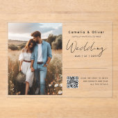 ACRYLIC Bewaar De Datum FOTO QR Code RSVP Acryl Uitnodigingen (Voorkant)