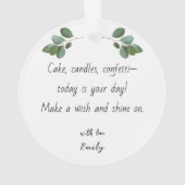 Acrylic Birthday Ornament with Photo & Message (achterkant)