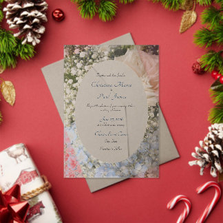 Acrylic Blue and white Floral Wedding Invitation  Acryl Uitnodigingen