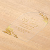 ACRYLIC Bruiloft Gouden Kant Tekst Elegant Helder Acryl Uitnodigingen (Laagn)