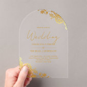 ACRYLIC Bruiloft Gouden Kant Tekst Elegant Helder Acryl Uitnodigingen (Insitu (Draagbaar))