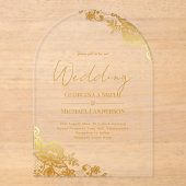 ACRYLIC Bruiloft Gouden Kant Tekst Elegant Helder Acryl Uitnodigingen (Voorkant)