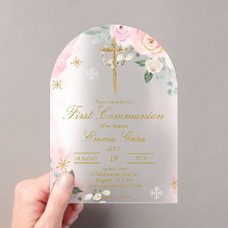 Acrylic Crucifix first communion Invitation Acryl Uitnodigingen