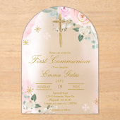 Acrylic Crucifix first communion Invitation Acryl Uitnodigingen (Voorkant)