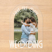 ACRYLIC Foto Bewaardatum Modern Eenvoudig Elegant  Acryl Uitnodigingen (Voorkant)