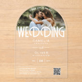 ACRYLIC Fotobruiloftsinvatie Modern Minimal ARCH Acryl Uitnodigingen (Voorkant)