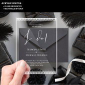 ACRYLIC Huwelijksuitnodigingen WITTE TEKST Kant Mo Acryl Uitnodigingen