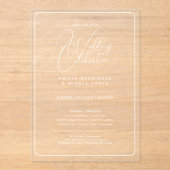 ACRYLIC Huwelijksuitnodigingen WITTE TEKST Vette B Acryl Uitnodigingen (Voorkant)