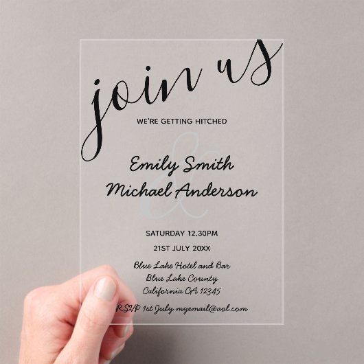 ACRYLIC Huwelijksuitnodigingen ZWARTE TEKST Vette  Acryl Uitnodigingen (Insitu (Draagbaar))