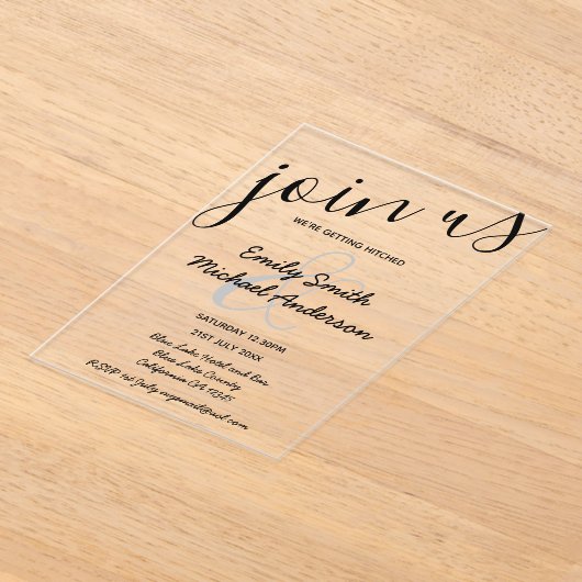 ACRYLIC Huwelijksuitnodigingen ZWARTE TEKST Vette Acryl Uitnodigingen (Laagn)