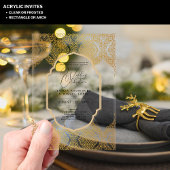 ACRYLIC Huwelijksuitnodigingen ZWARTE TEKST Vette  Acryl Uitnodigingen