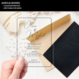 ACRYLIC Huwelijksuitnodigingen ZWARTE TEKST Vette  Acryl Uitnodigingen