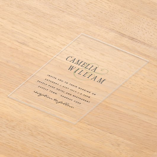 ACRYLIC Huwelijksuitnodigingen ZWARTE TEKST Vette  Acryl Uitnodigingen (Laagn)