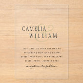 ACRYLIC Huwelijksuitnodigingen ZWARTE TEKST Vette  Acryl Uitnodigingen (Voorkant)