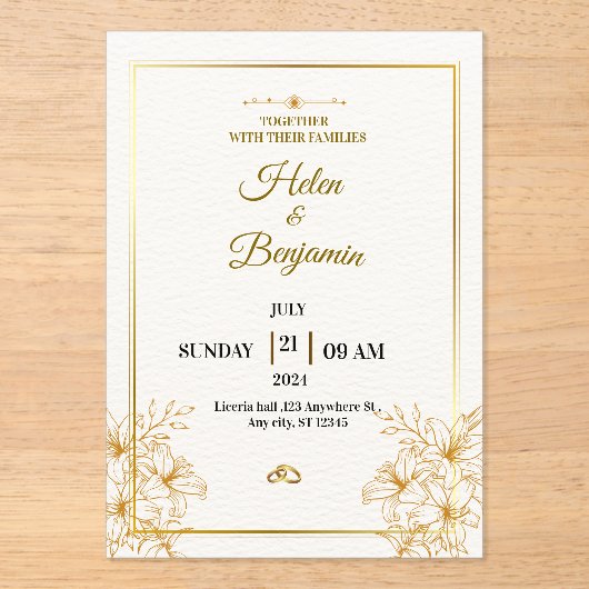 Acrylic Invitation Acryl Uitnodigingen (Voorkant)