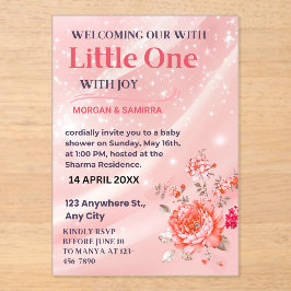 Acrylic Invitation Pink Floral Baby Shower Acryl Uitnodigingen