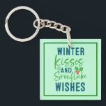 Acrylic Keychain<br><div class="desc">Cozy winter quote design featuring “Winter Kisses And Snowflake Wishes.” Perfect for holiday gifts,  Christmas outfits,  and seasonal winter apparel. (Design code-51963).</div>