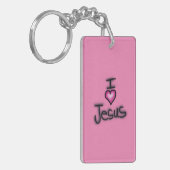 Acrylic Keychain I Love Jesus I Heart Jesus (Voorkant Links)