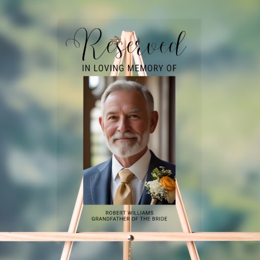 Acrylic Memorial Sign for Wedding Reserved Chair  Acryl Bord (Neutraal)