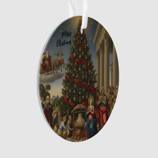 Acrylic Nativity Santa Christmas Tree Ornament (voorkant)
