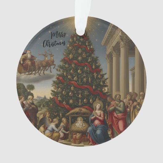 Acrylic Nativity Santa Christmas Tree Ornament (voorkant)