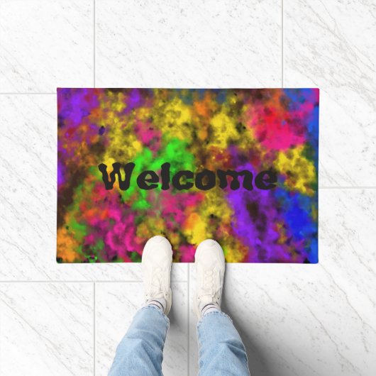 Acrylic Neon Colors Paint Splatter Splash Abstract Deurmat (Binnen)