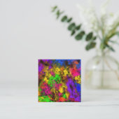 Acrylic Neon Colors Paint Splatter Splash Abstract Vierkante Visitekaartje (Staand voorkant)
