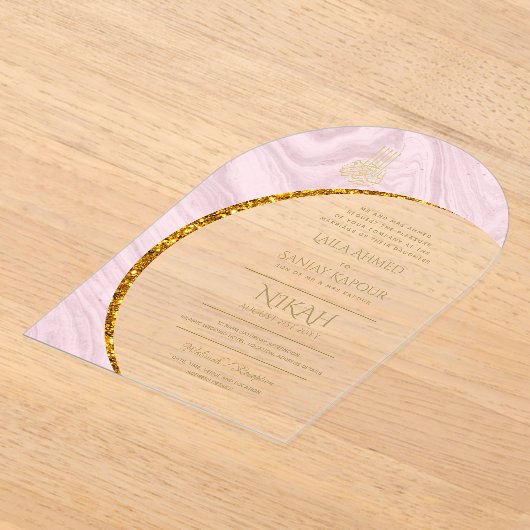 ACRYLIC NIKAH WALIMA Gouden Tekst Elegante Islamit Acryl Uitnodigingen (Laagn)